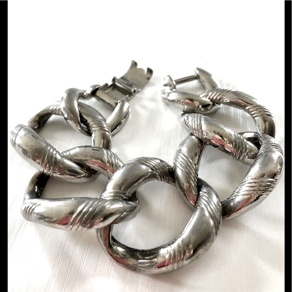 Vintage 80s X large chain link silver bracelet HOST PICK❣️